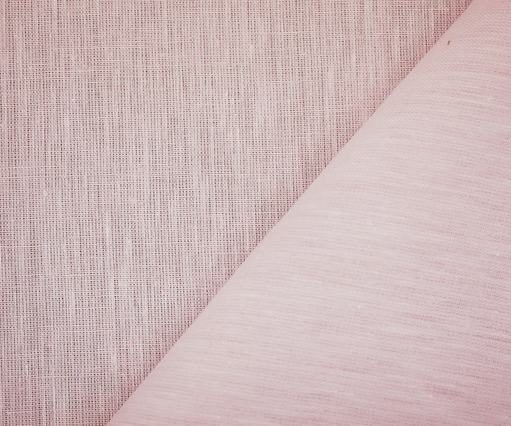 Pastel Pink-White Spence Bryson Texture Slub Irish Linen Chambray Fabric - Image 2