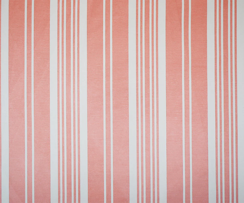 Peach Orange-White Polyester Cotton Striped Shirting Woven Fabric - Image 3