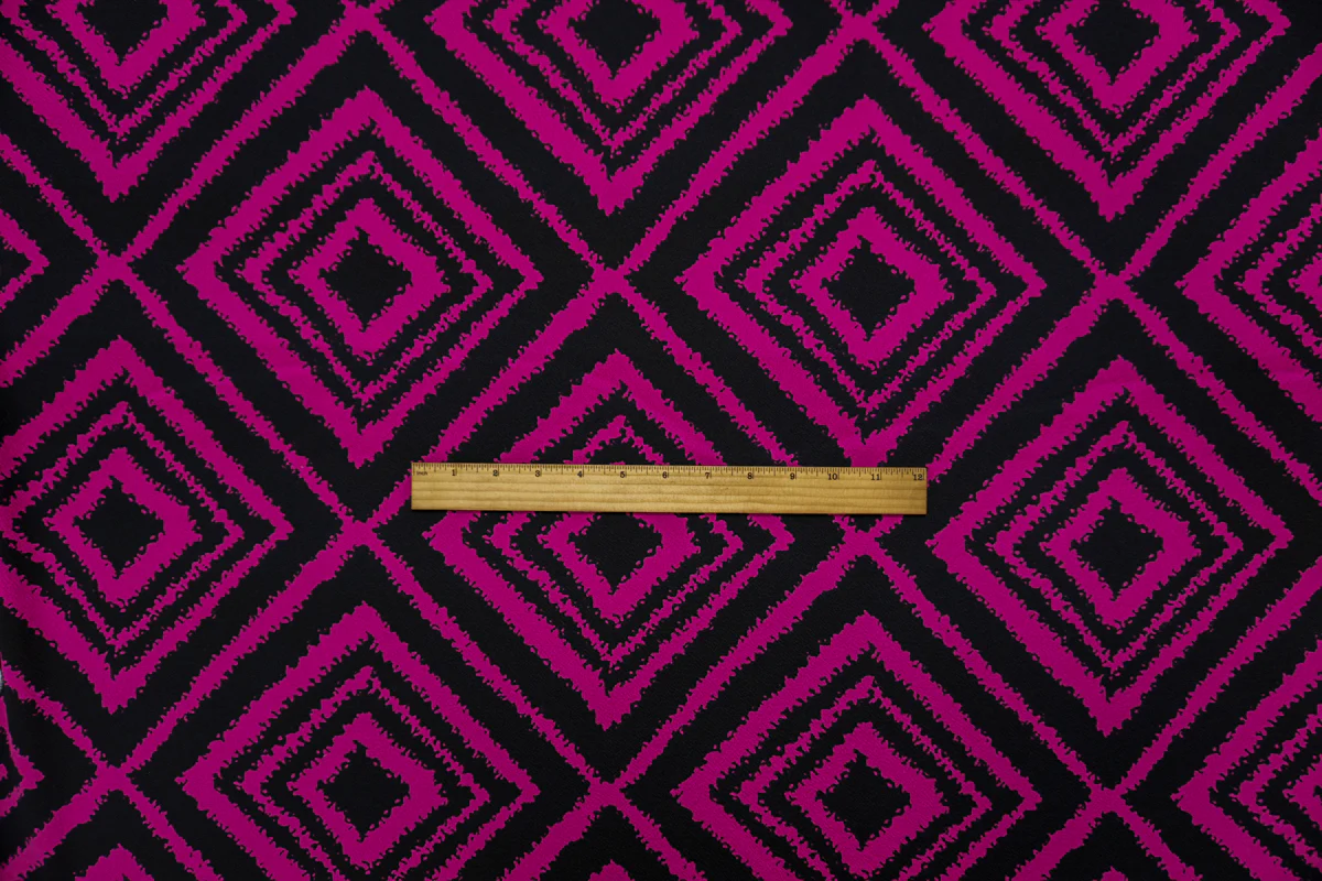 Pink-Black Poly Diamond Print Liverpool Double Knit Fabric - Image 4