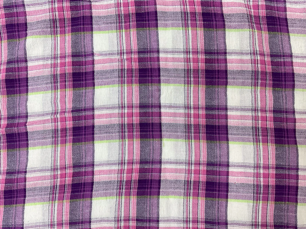 Pink Cotton Lurex Plaid Gauze Woven Fabric - Image 3
