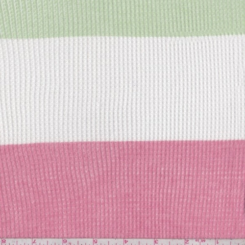 Pink/Lemon/Mint Stripe Mini Thermal Knit Fabric