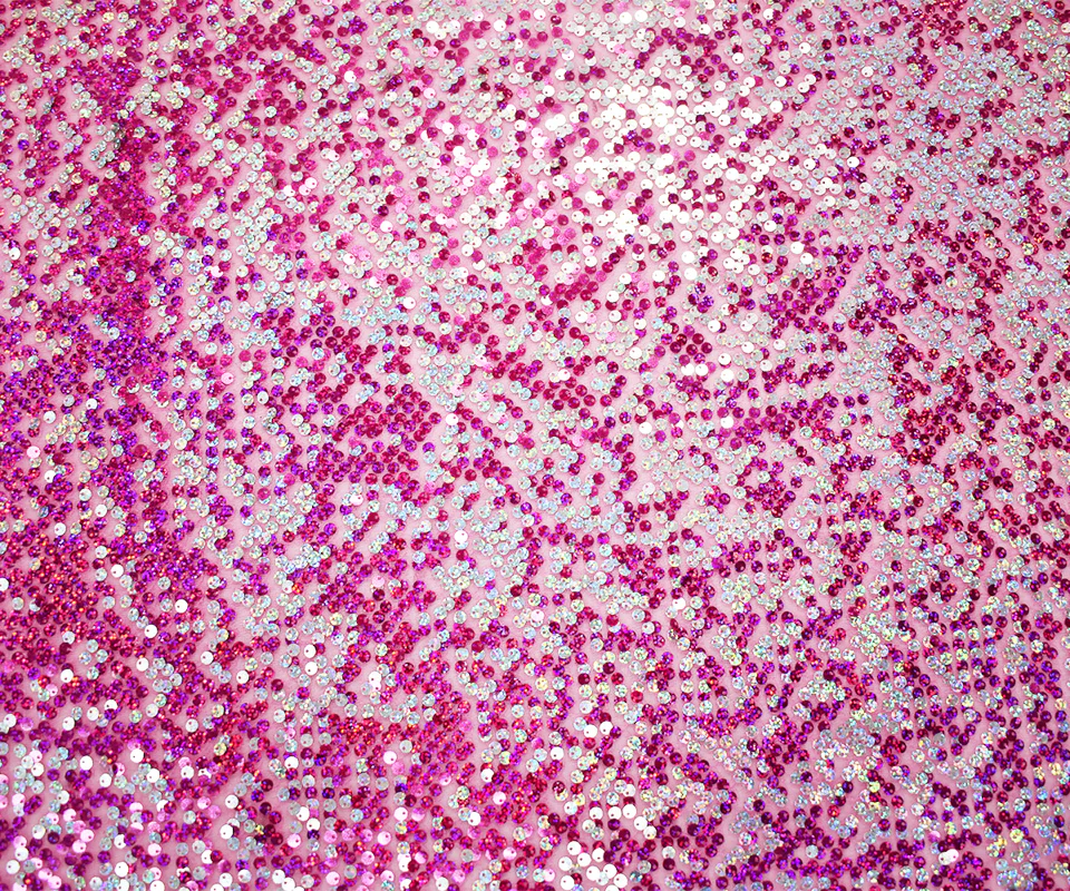 Pink-Magenta-Silver Nylon Sequined Tulle Fabric - Image 3