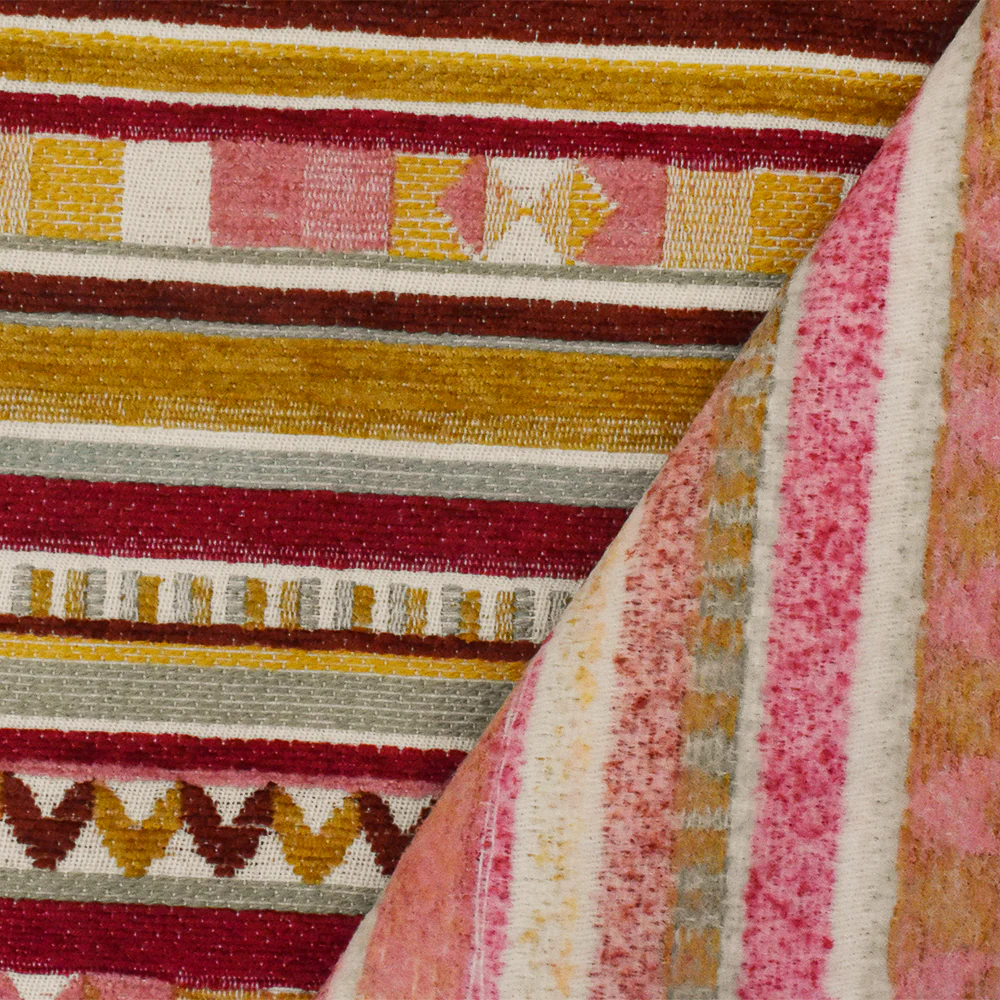 Pink-Multi Aztec Stripe Jacquard Poly Chenille Home Decorating Fabric - Image 4