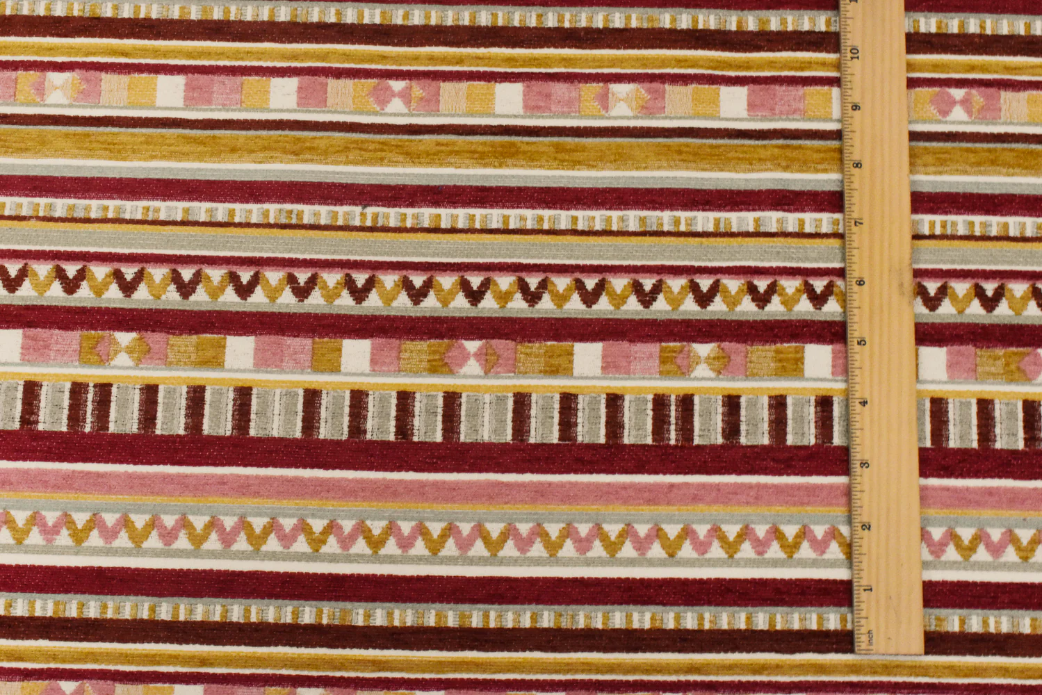 Pink-Multi Aztec Stripe Jacquard Poly Chenille Home Decorating Fabric - Image 5
