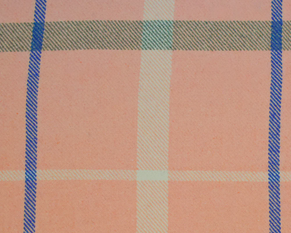 Pink-Multi Polyester-Wool Single Sided Brushed Plaid Twill Jacketing Fabric - Image 3