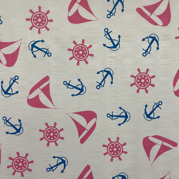 Pink Nautical Oilcloth Fabric - Reorderable