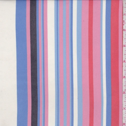 Pink/Periwinkle Multi Stripe Power Mesh Fabric