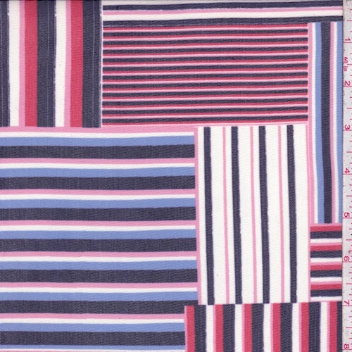 Pink/Periwinkle/Red Patchwork Power Mesh Fabric
