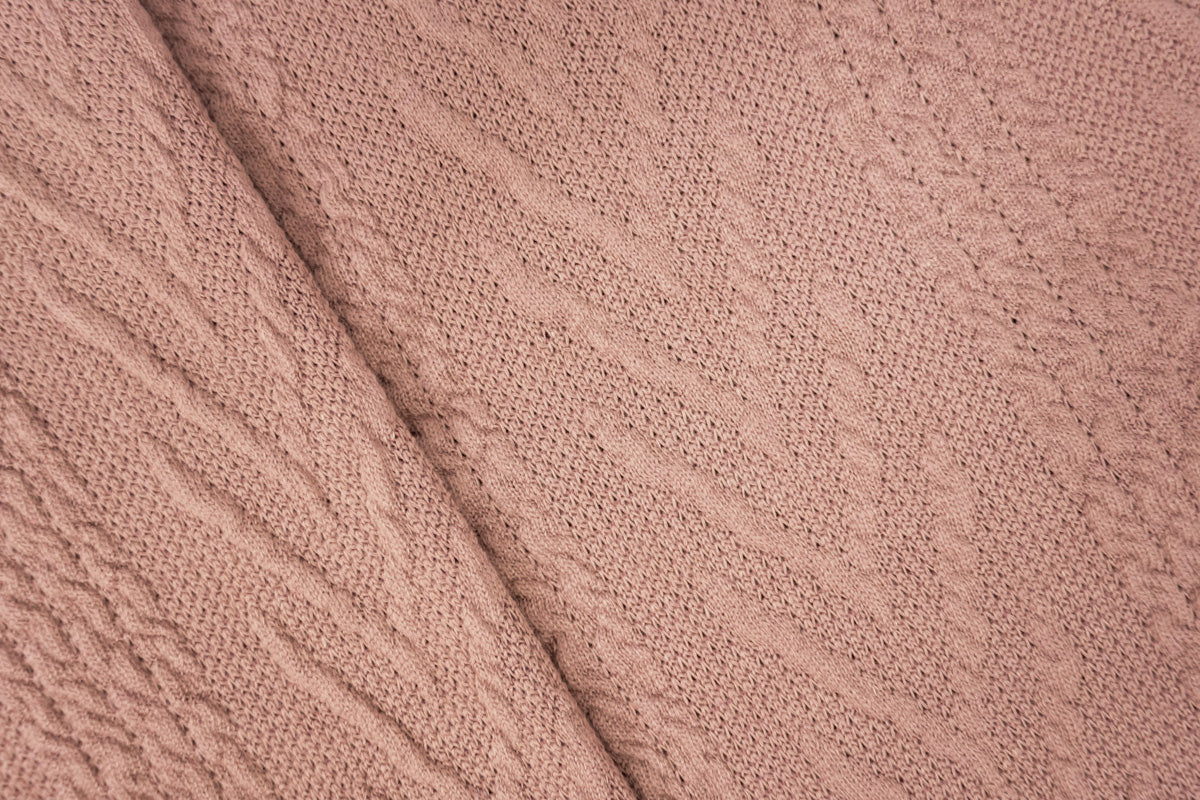 Pink Poly Spandex Stretch Cable Sweater Knit Fabric - Image 2