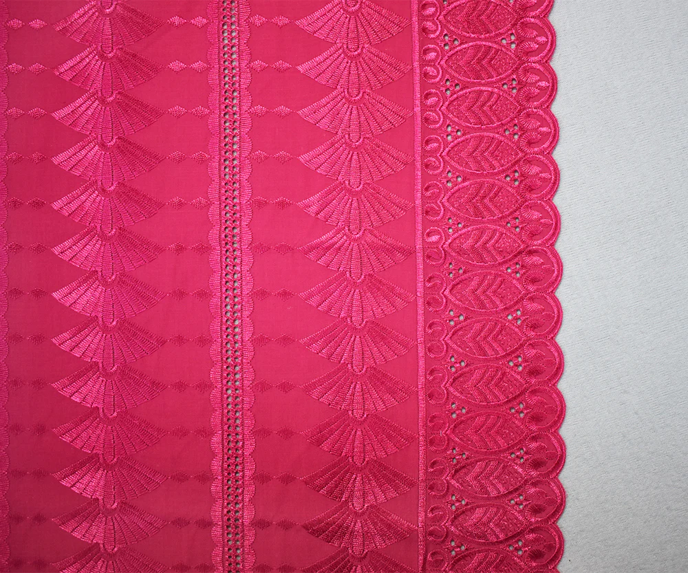 Pink Polyester Embroidered Fan Eyelet Scallop Woven Fabric - Image 3