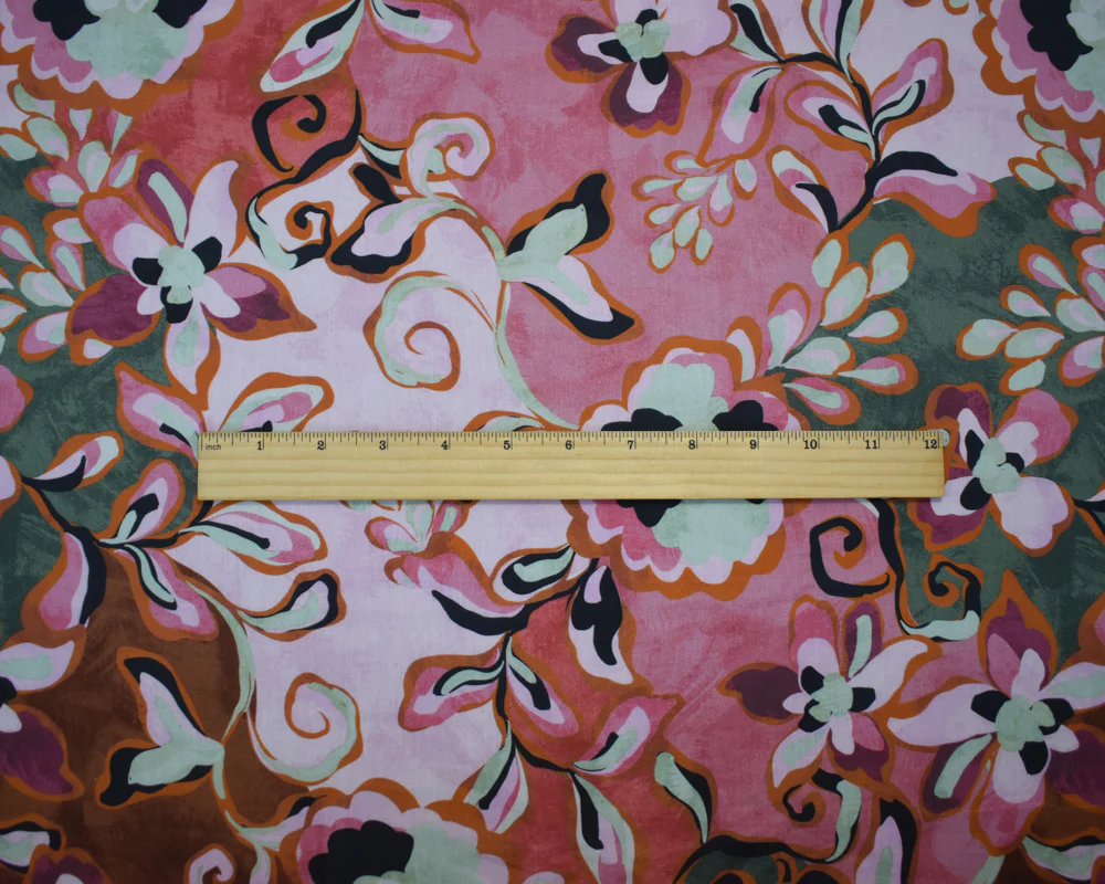 Pink-Red-Multi Cotton-Rayon Floral Printed Lawn Woven Fabric - Image 5