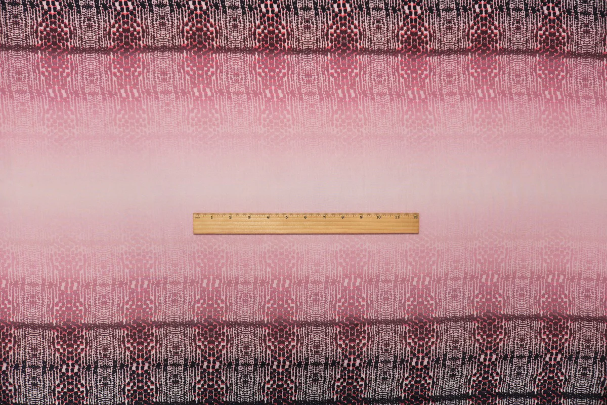 Pink Silk Abstract Ombre Printed Crepe De Chine Woven Fabric - Image 5
