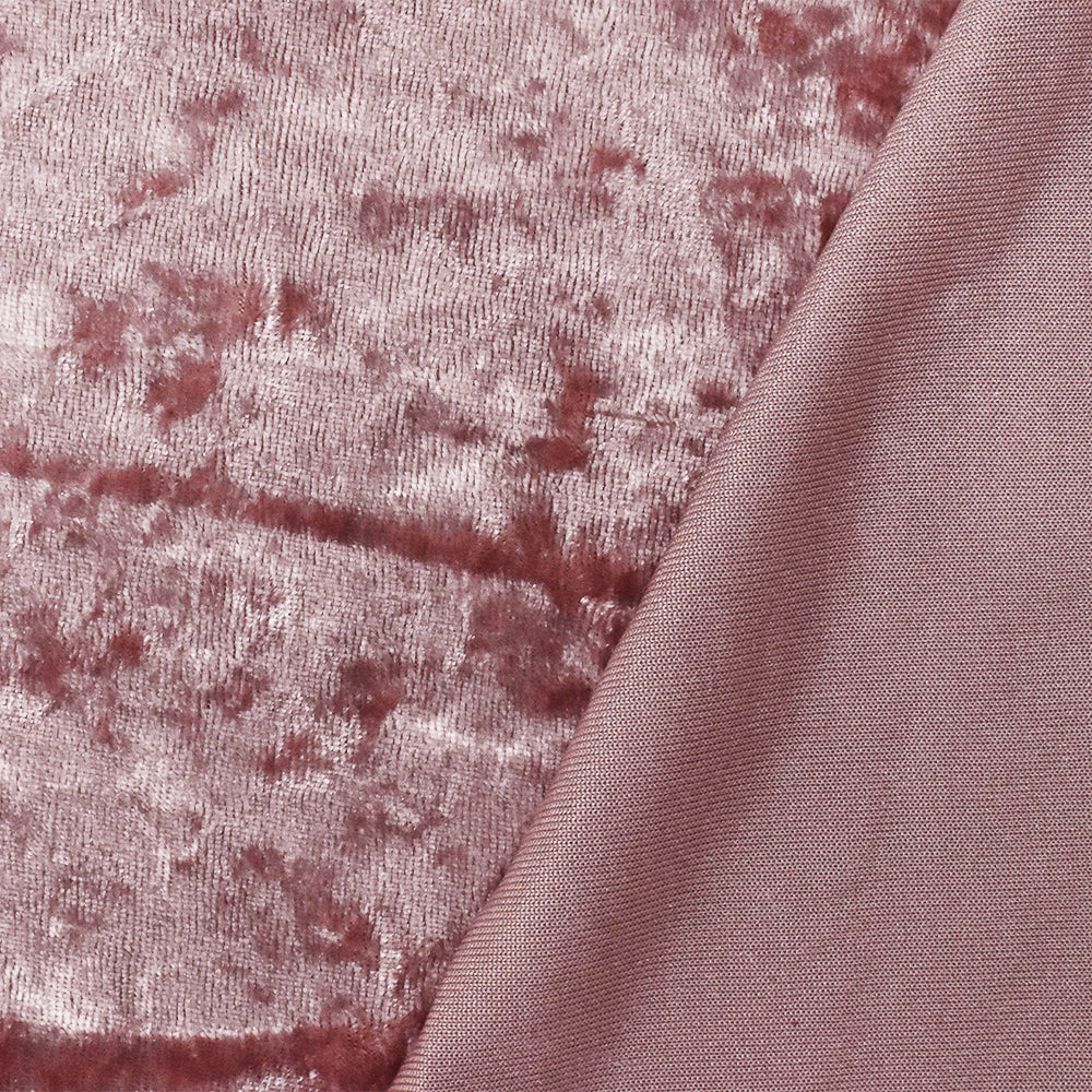 Pink Solid Stretch Poly spandex Crushed Velvet Knit Fabric - Image 2