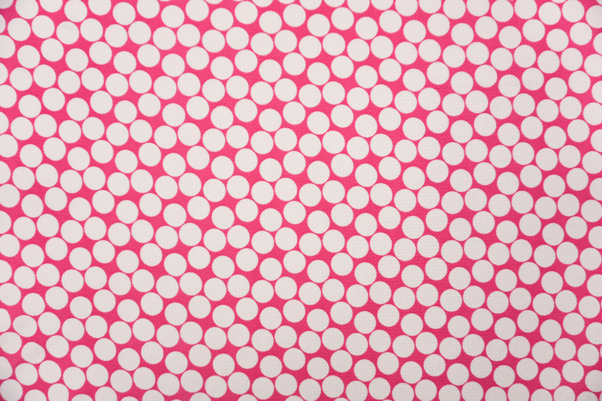 Pink-White Poly Dot Print Liverpool Double Knit Fabric - Image 3