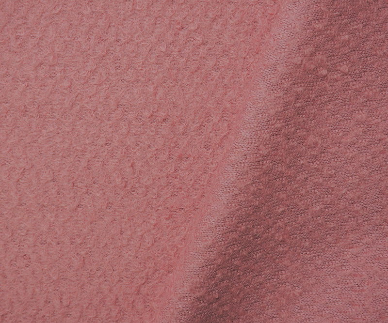 Pink Wool-Poly Boucle Texture Knit Coating Fabric - Image 2
