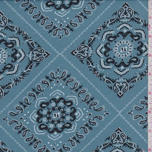 Powder Blue Diamond Tile Double Brushed Jersey Knit Fabric