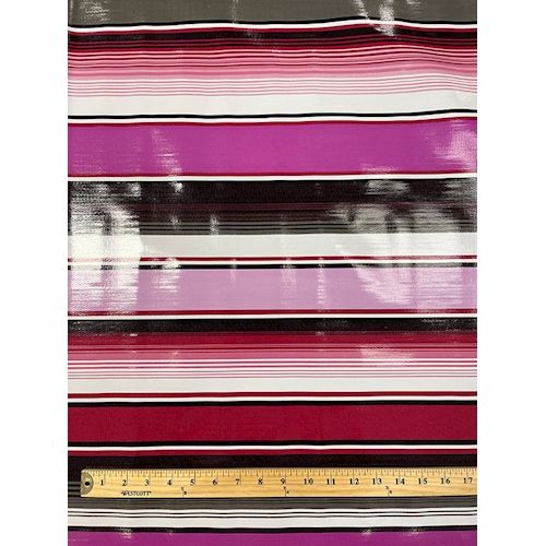 Purple Multi Stripe Oilcloth Fabric - Reorderable - Image 3