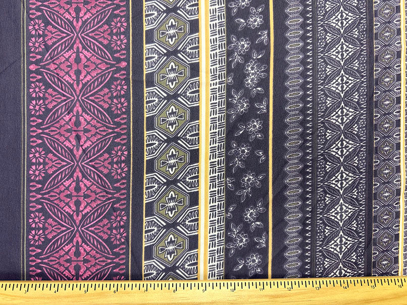 Purple Multi Stripe Poly Print Chiffon Fabric - Image 3