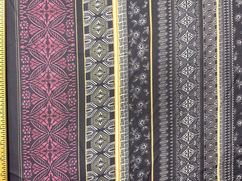 Purple Multi Stripe Poly Print Chiffon Fabric - Image 4