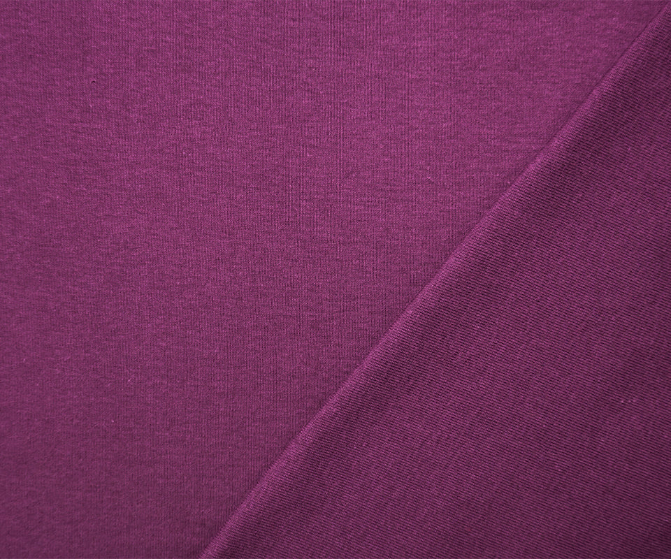 Purple Organic Cotton Solid 1X1 Rib Knit Fabric - Image 2