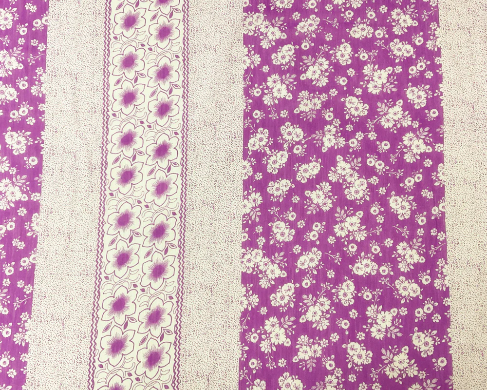 Purple-White Poly Floral Printed Yoryu Chiffon Woven Fabric - Image 3