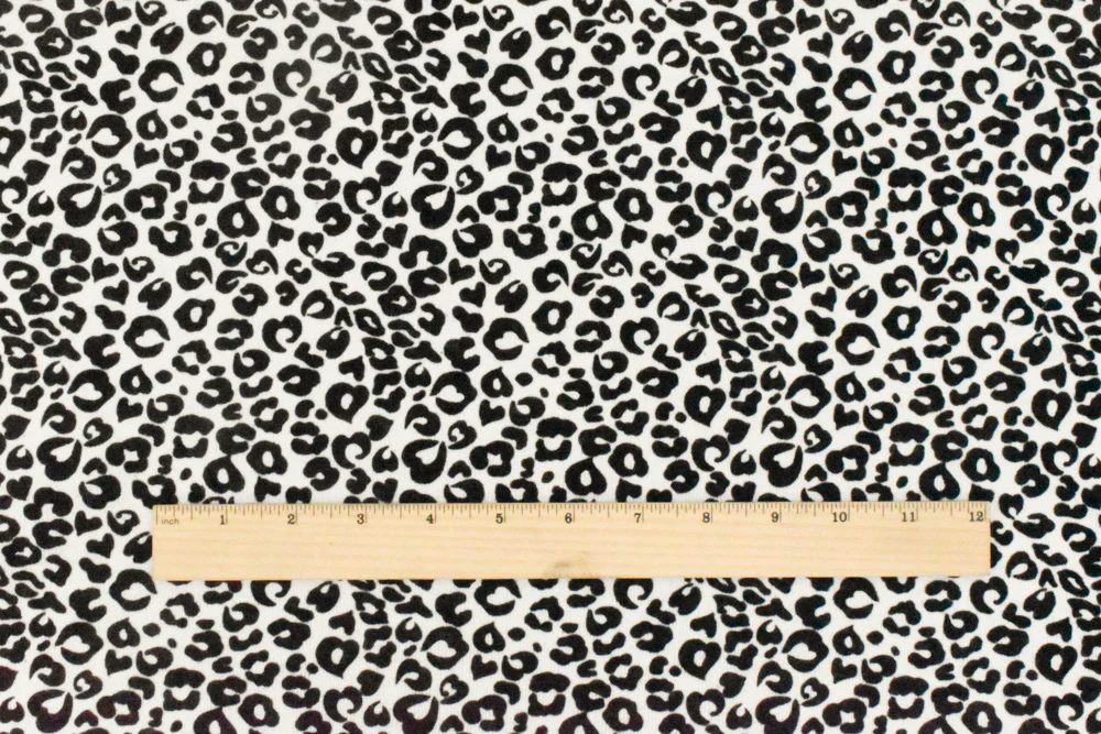 Rare White-Black Velvet Leopard Velvet Flocked Printed Jersey Knit Fabric - Image 5