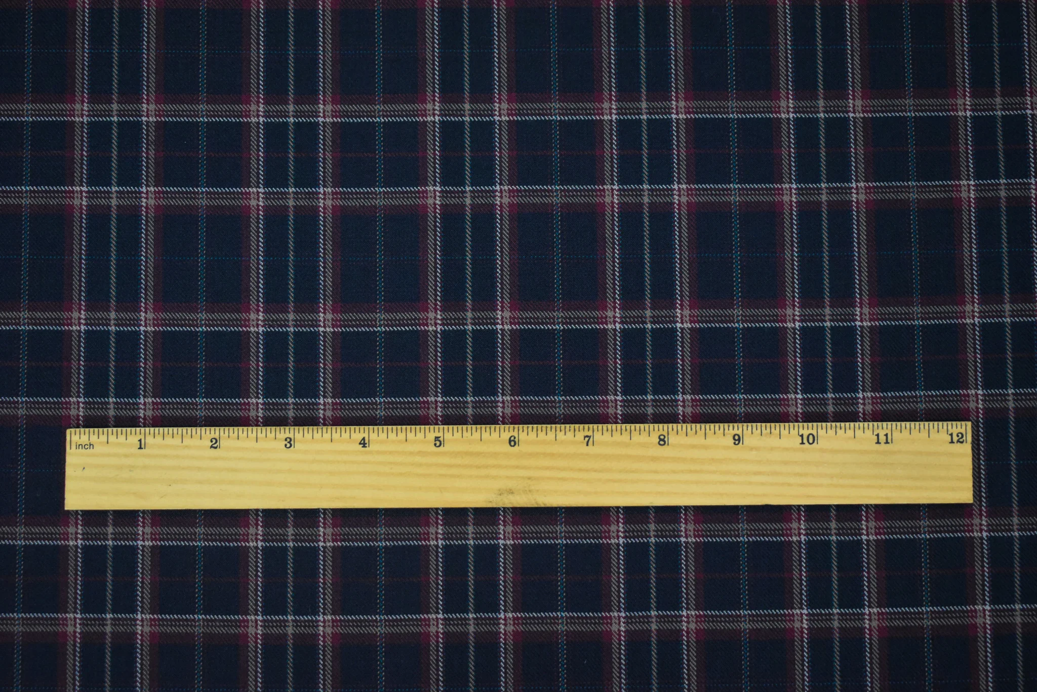 Red-Black-Multi Wool-Polyester Plaid Twill Suiting Woven Fabric - Image 5