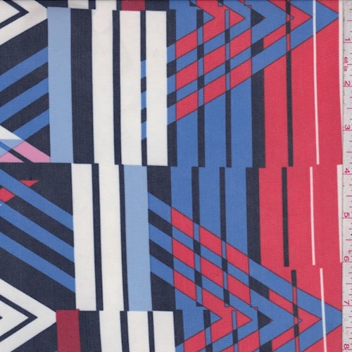 Red/Blue Multi Stripe/Chevron Power Mesh Fabric