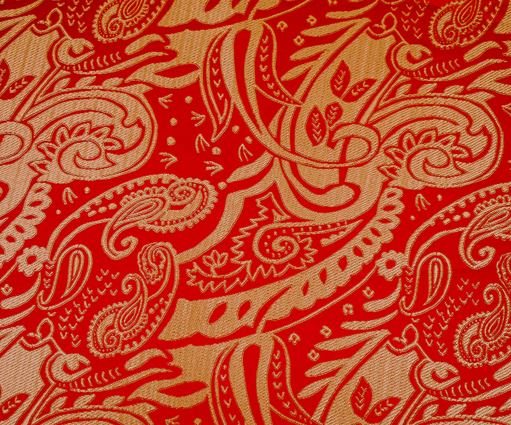 Red-Brown Polyester Paisley Baroque Pattern Chinese Brocade Fabric - Image 2