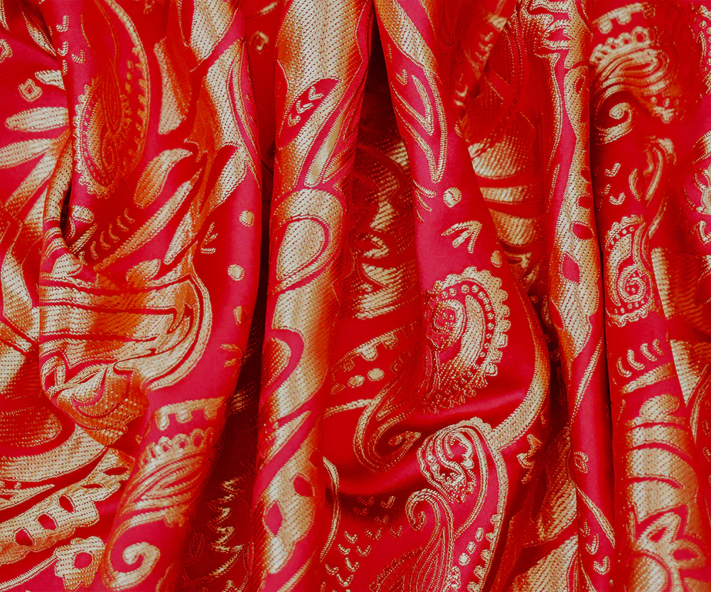 Red-Brown Polyester Paisley Baroque Pattern Chinese Brocade Fabric - Image 3