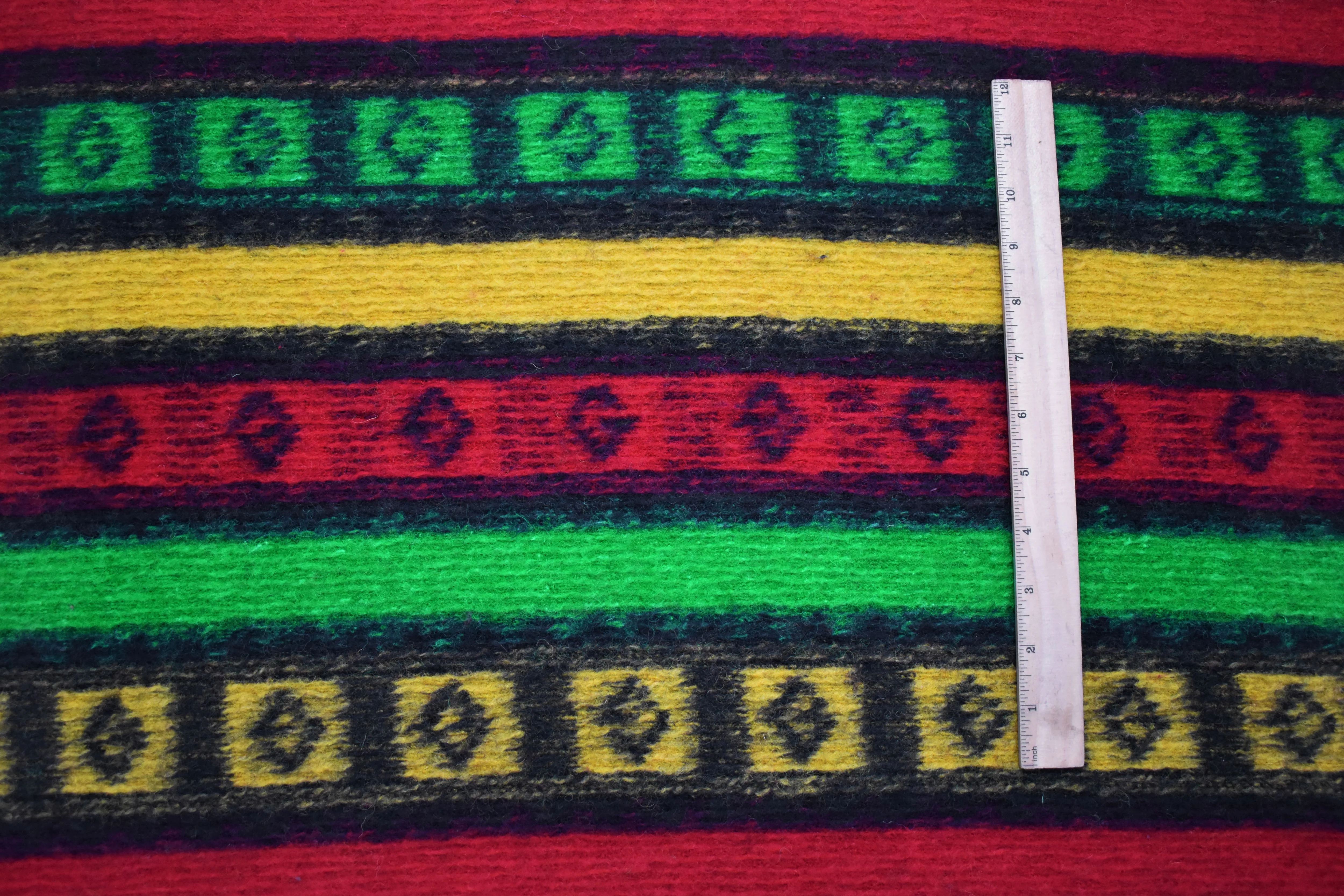 Red-Green-Multi Italian Boiled Wool-Poly Aztec Stripe Knit Coating Fabric - Image 5