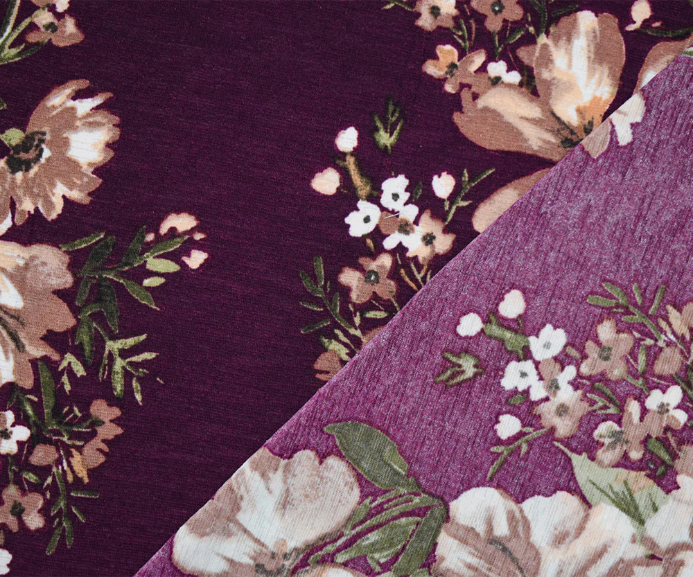 Red-Multi Poly Floral Print Stretch Spandex Onion Skin Jersey Knit Fabric