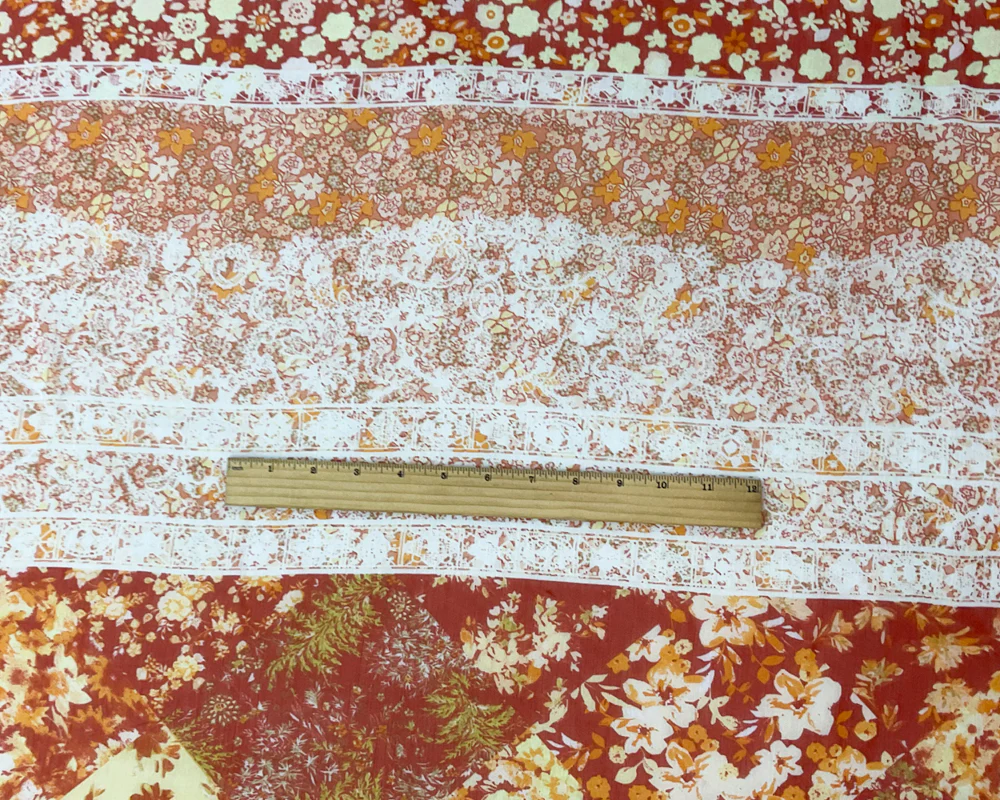 Red-Multi Poly Floral Printed Crinkle Yoryu Chiffon Woven Fabric - Image 4