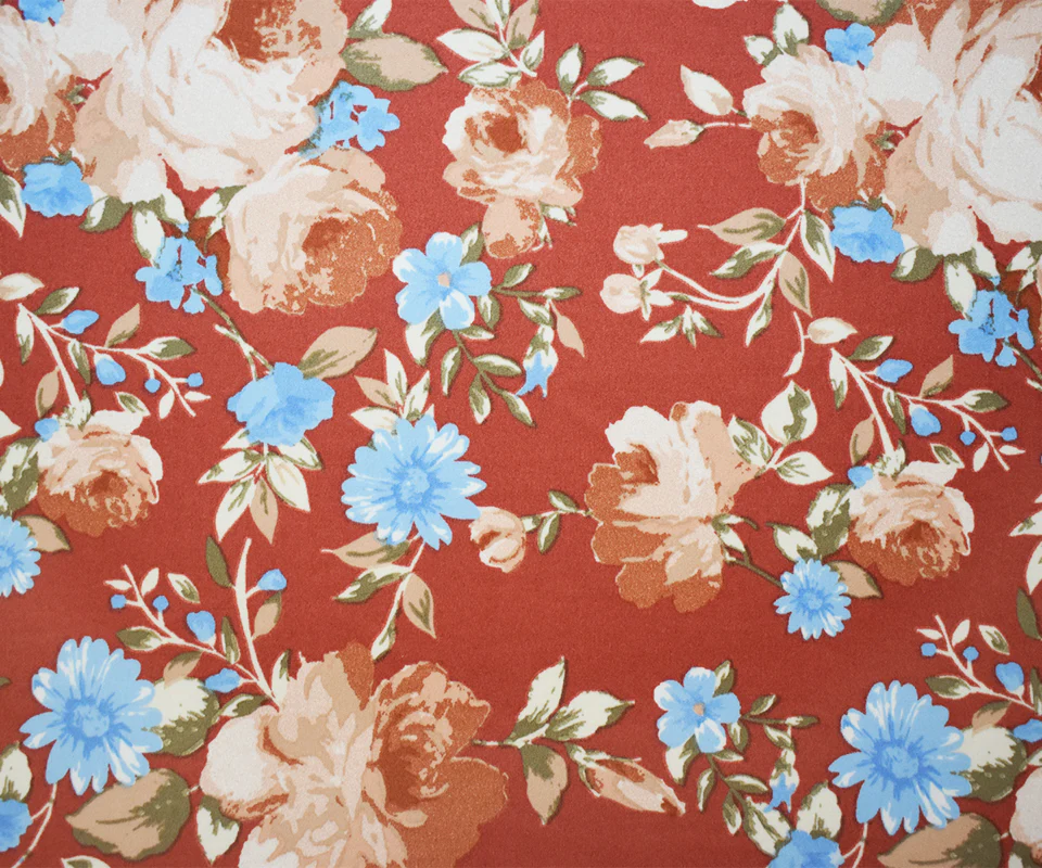 Red-Multi Poly Stretch Floral Print DB Jersey Knit Fabric - Image 3