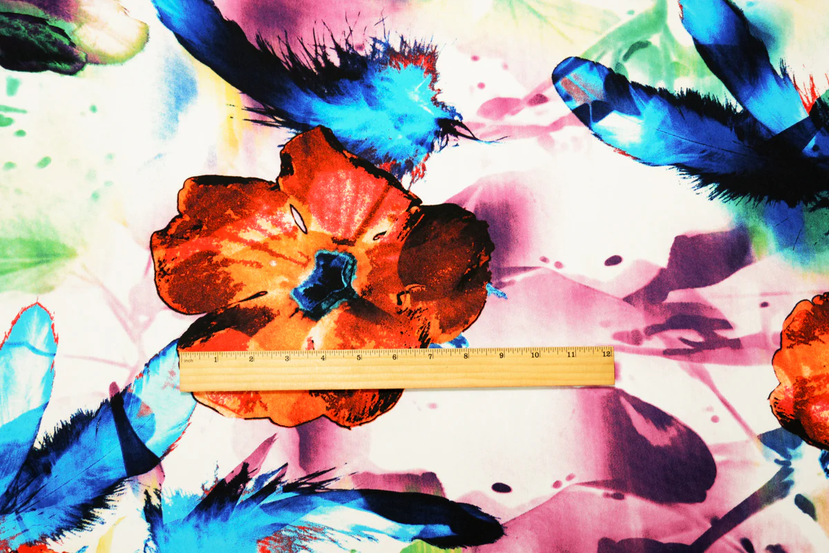 Red-Multi Poly Stretch Floral Printed ITY Jersey Knit Fabric - Image 3