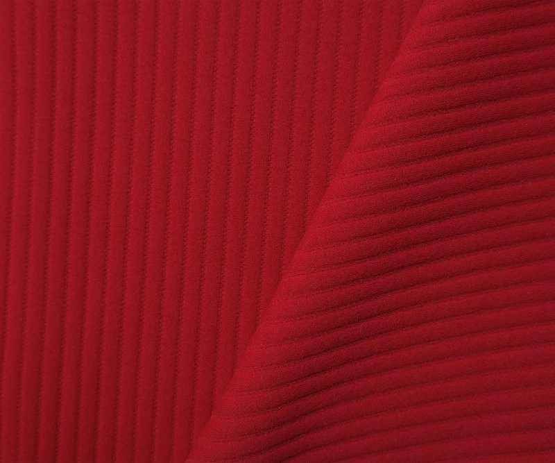 Red Nylon Spandex Striped Ottoman Stretch Double Knit Fabric - Image 2