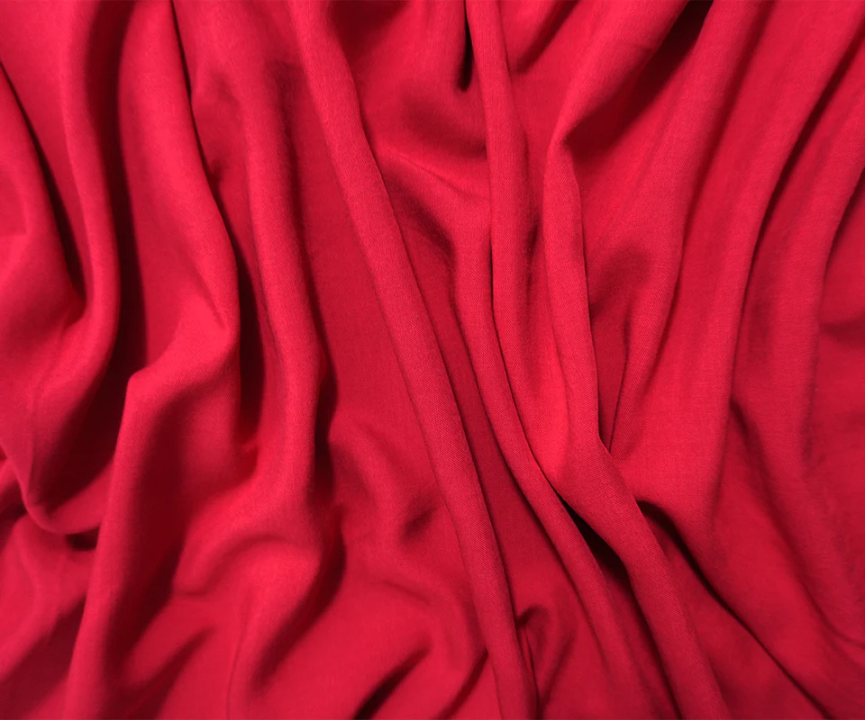 Red Rayon Solid Challis Woven Fabric - Image 3