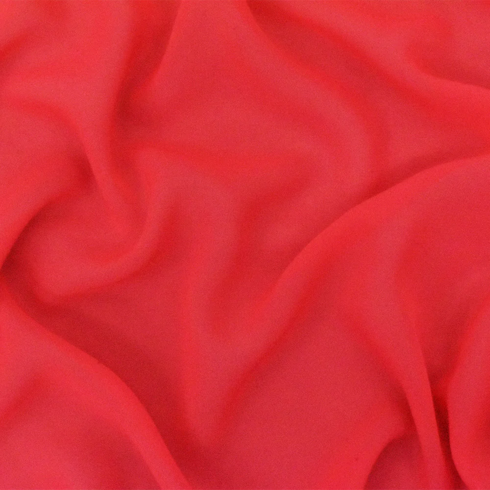 Red Solid Polyester Chiffon Woven Fabric - Image 2