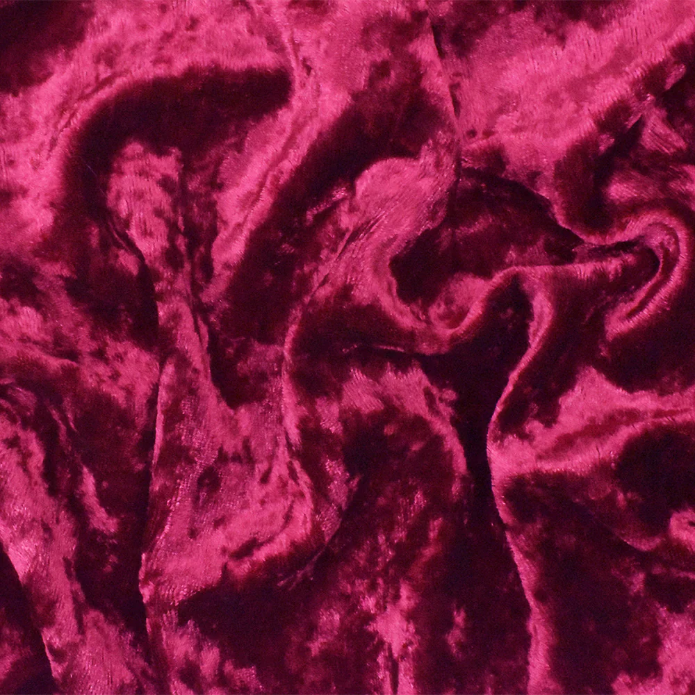 Red Solid Stretch Poly Spandex Crushed Knit Velvet Fabric - Image 2