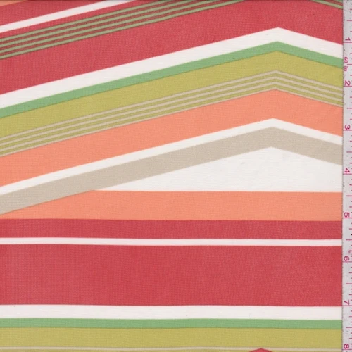 Red/Tangerine Multi Stripe Diamond Power Mesh Fabric