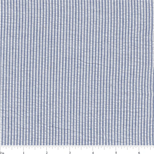 Royal Blue Stripe Seersucker Fabric - Reorderable