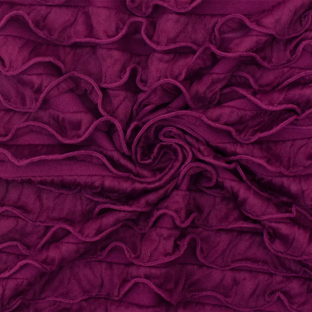 Royal Magenta Solid Stretch Poly Ruffle Knit Fabric - Image 2