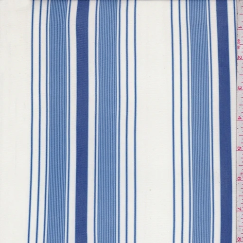 Royal/White Stripe Power Mesh Fabric