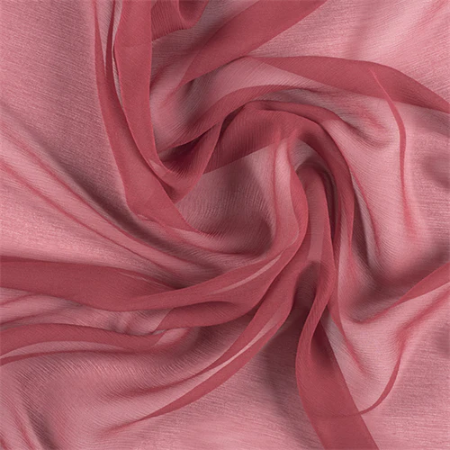 Runway Silks Antique Red Crinkled Silk Chiffon Fabric - Reorderable
