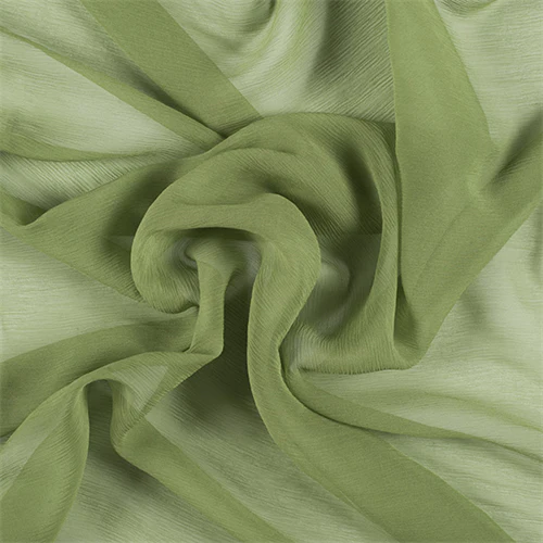 Runway Silks Apple Green Crinkled Silk Chiffon Fabric - Reorderable