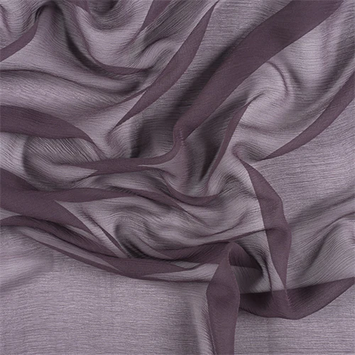 Runway Silks Aubergine Crinkled Silk Chiffon Fabric - Reorderable