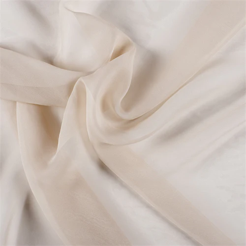 Runway Silks Beige Silk Chiffon Fabric - Reorderable
