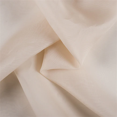 Runway Silks Beige Silk Organza Fabric - Reorderable