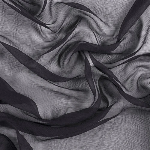 Runway Silks Black Crinkled Silk Chiffon Fabric - Reorderable