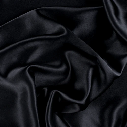 Runway Silks Black Stretch Silk Charmeuse Fabric - Reorderable